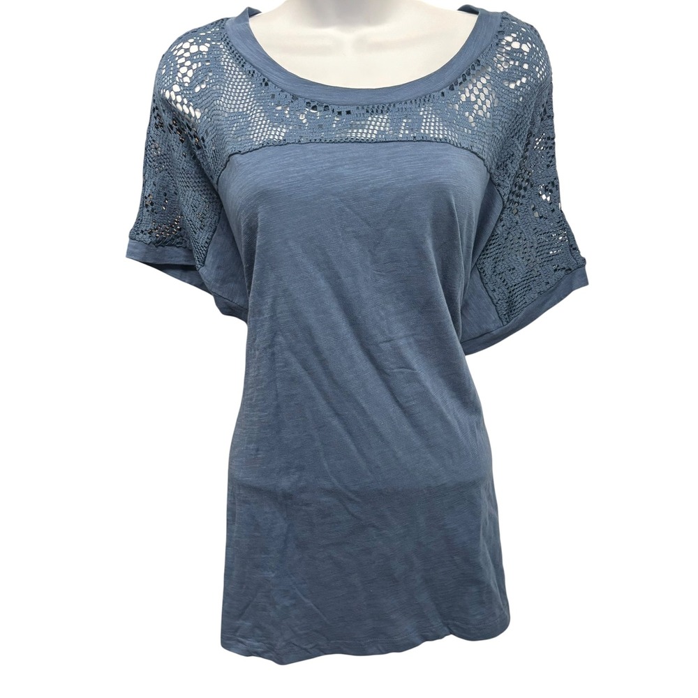Suzanne Betro Weekend Blue Lace Yoke Cutout Back Tunic Top 2X‎ NWT U2602005